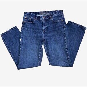 RALPH LAUREN JEANS CO 8P CLASSIC STRAIGHT Blue Cotton Denim Stretch Jeans Petite